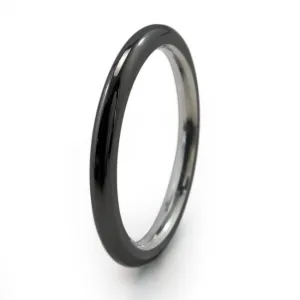 Black Round Stackable Titanium Rings