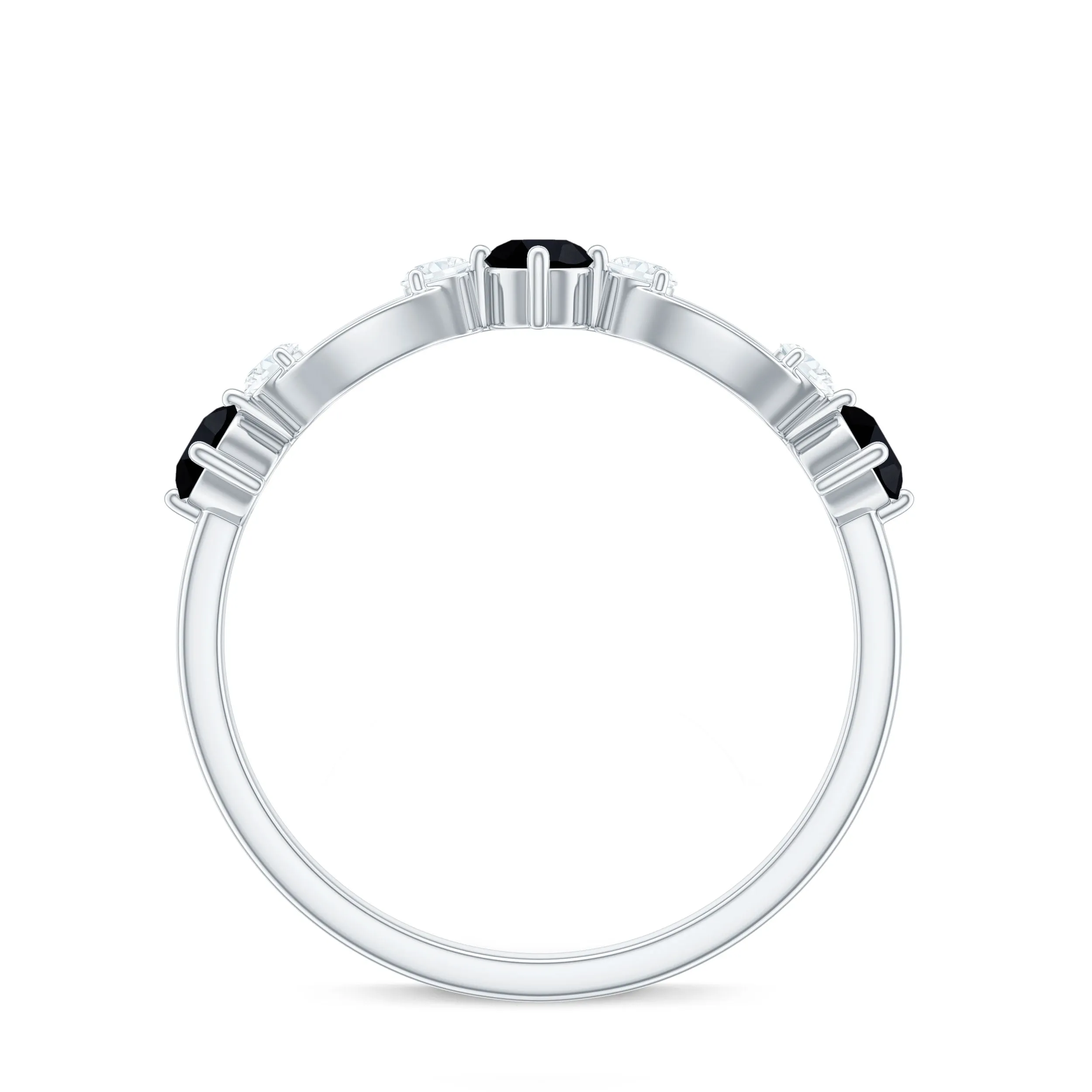 Black Spinel and Diamond Minimal Promise Ring