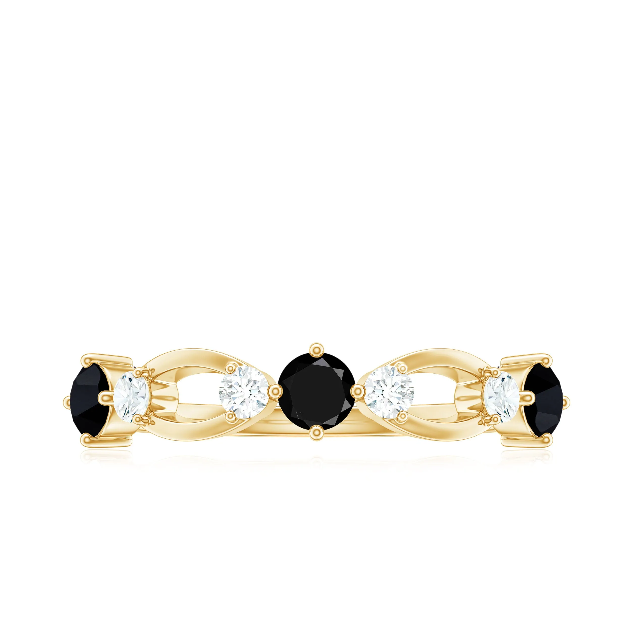 Black Spinel and Diamond Minimal Promise Ring