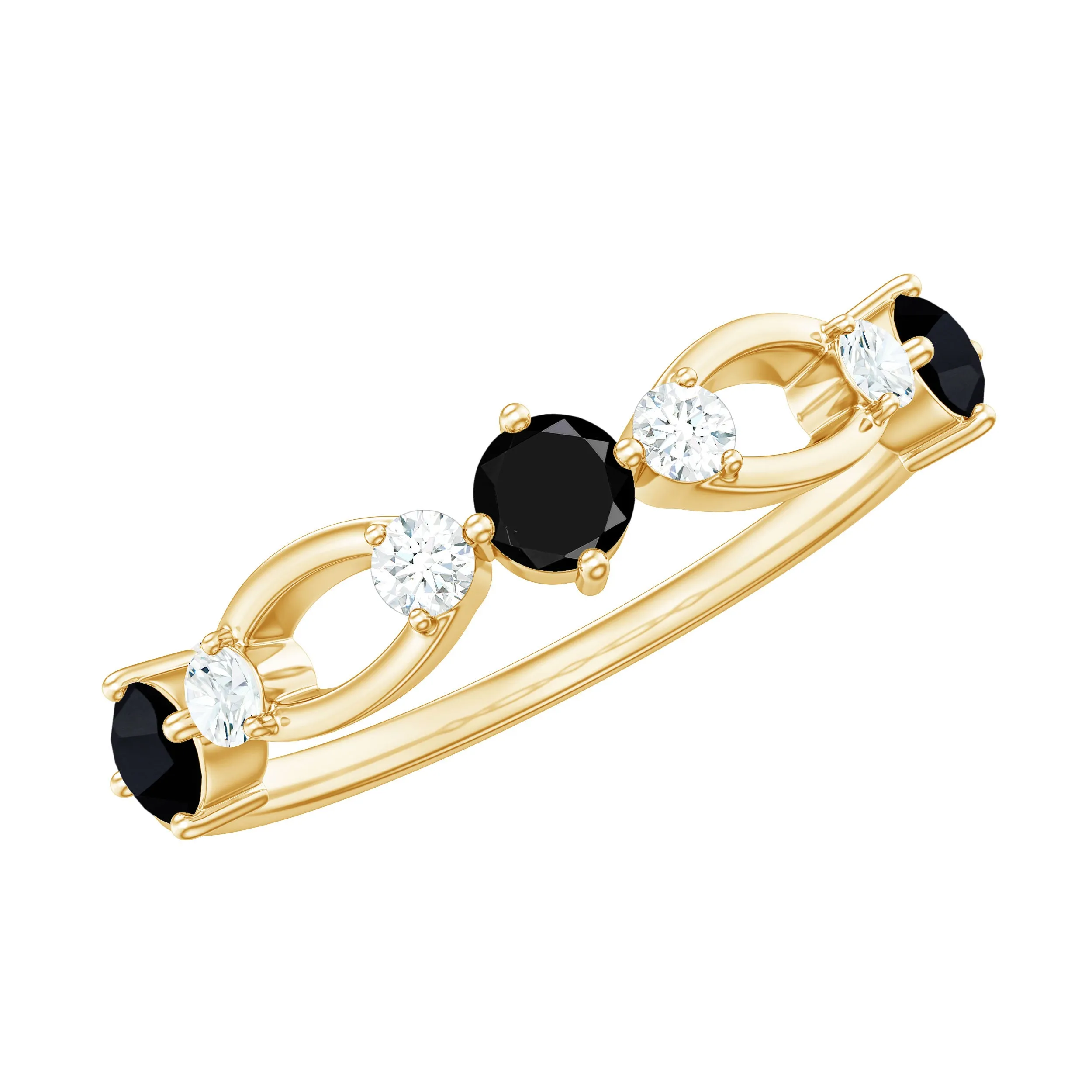Black Spinel and Diamond Minimal Promise Ring