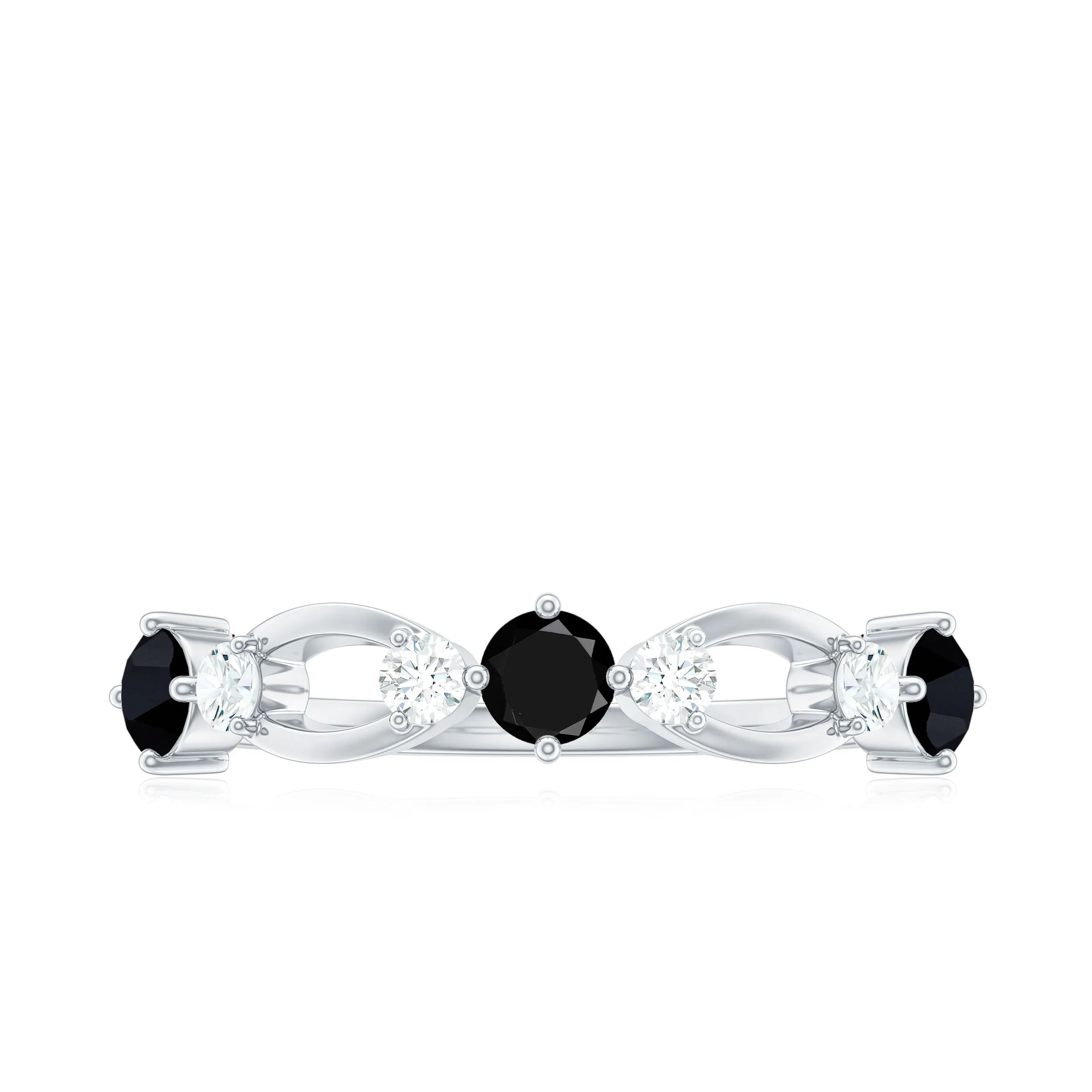 Black Spinel and Diamond Minimal Promise Ring