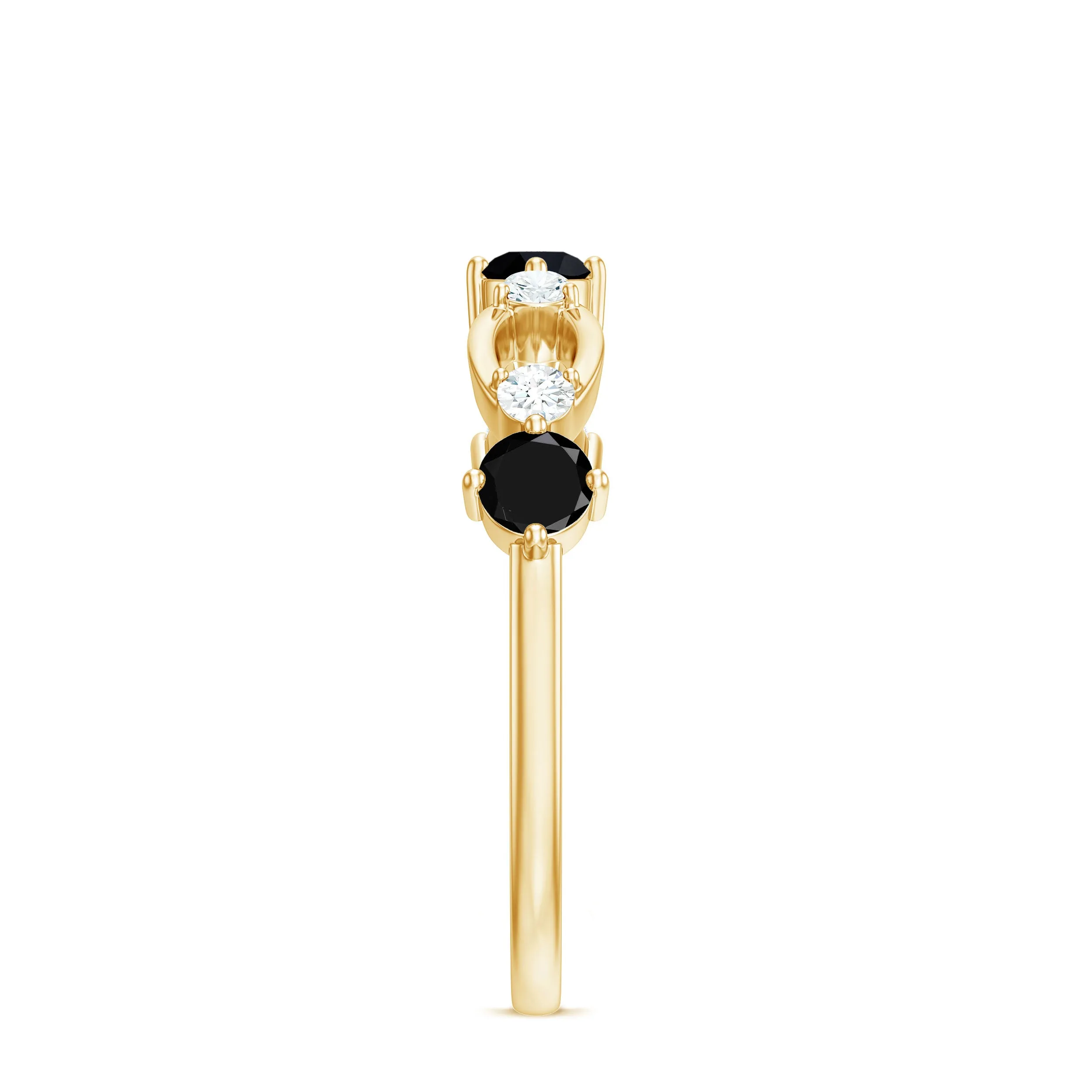 Black Spinel and Diamond Minimal Promise Ring