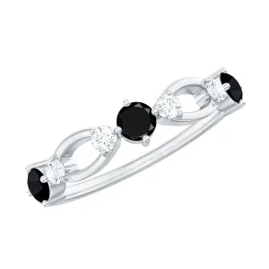 Black Spinel and Diamond Minimal Promise Ring