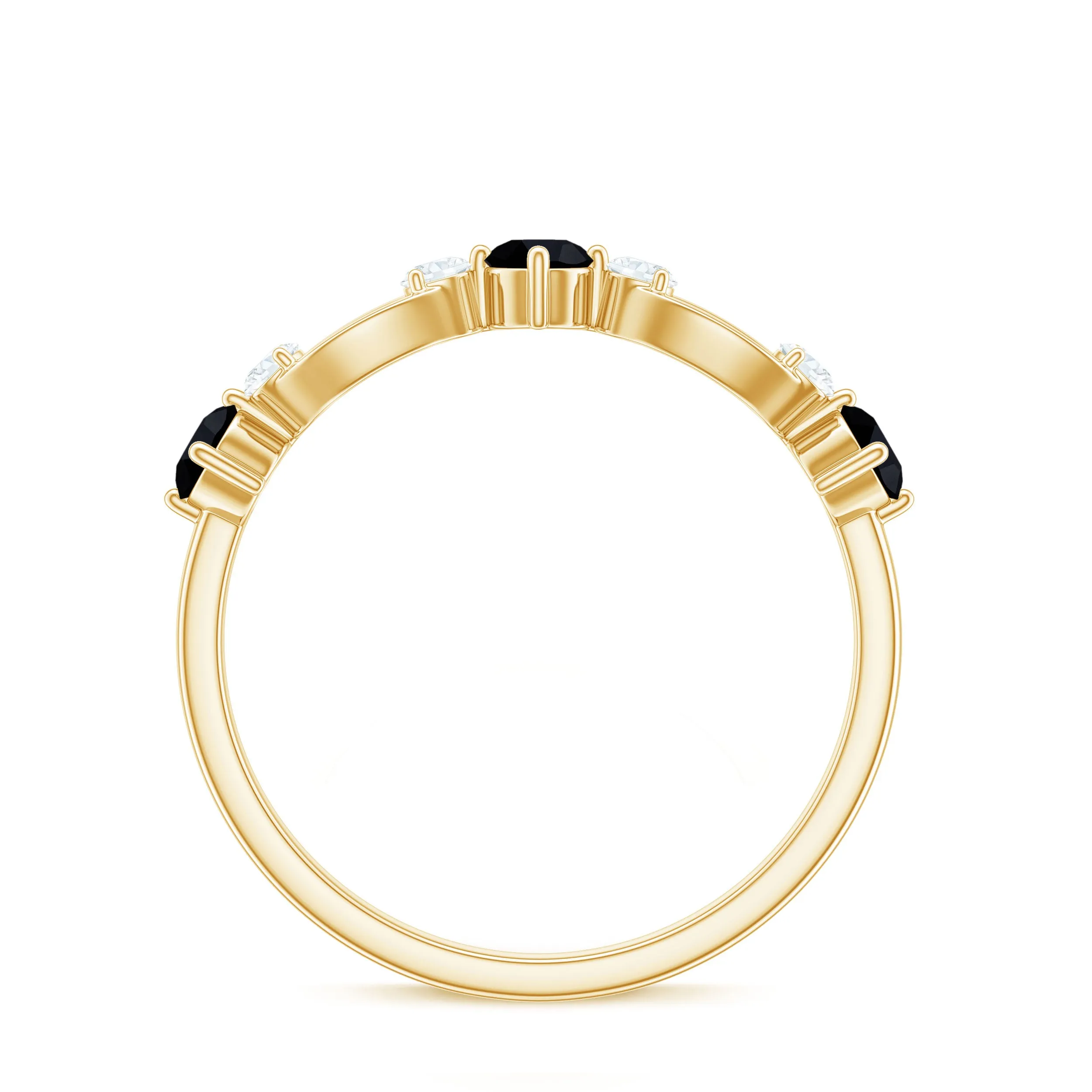 Black Spinel and Diamond Minimal Promise Ring