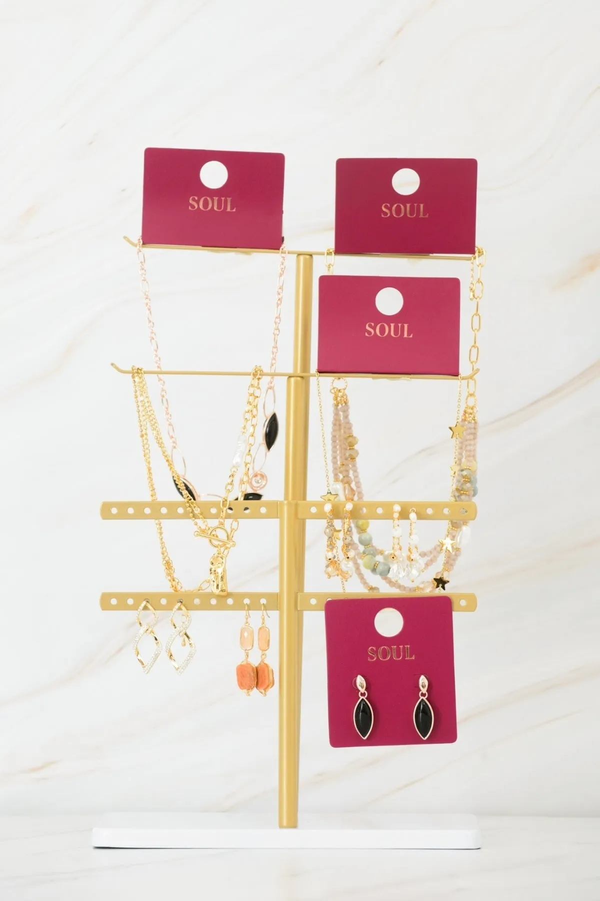 Blue Beaded Gold Chain Necklace