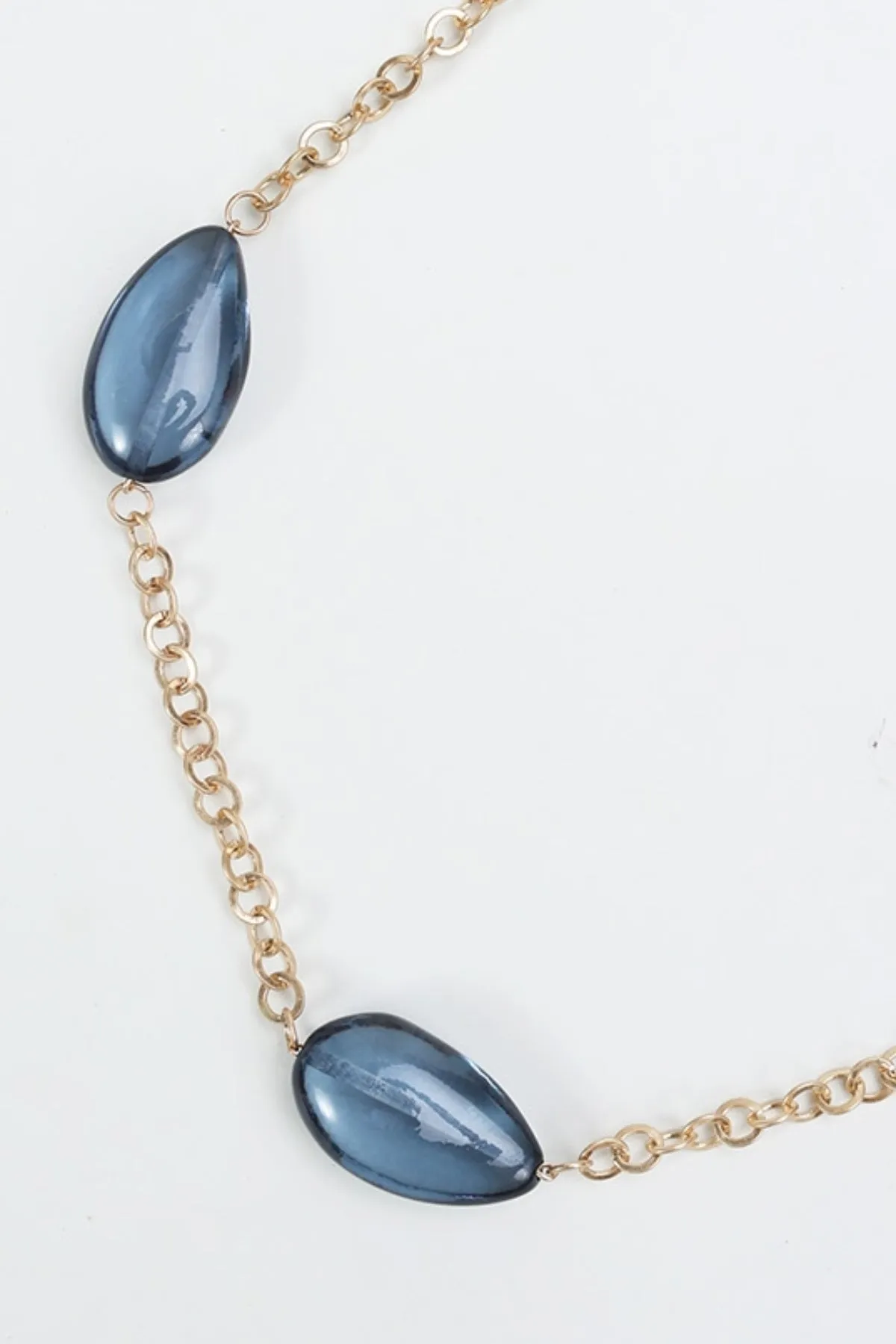 Blue Beaded Gold Chain Necklace