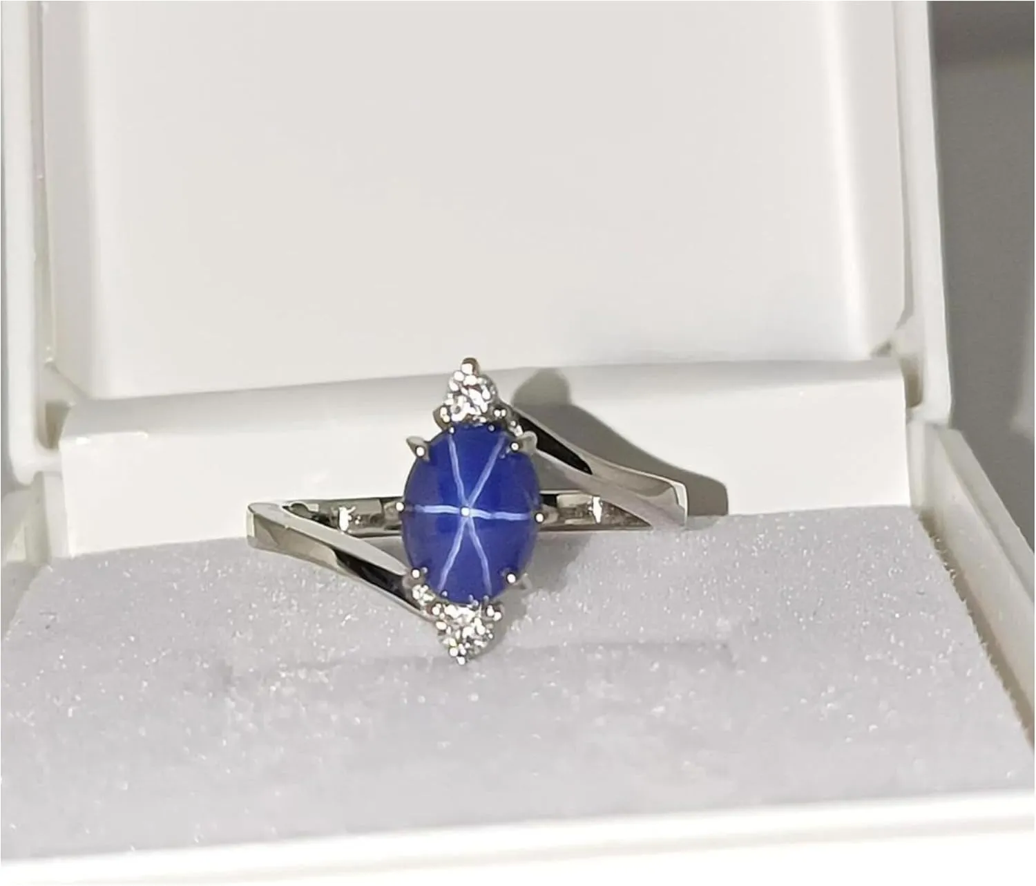 Blue Lindy Star Sapphire Ring 6 Prong Setting Ring Lindy Star Rings For Mother's Engagement Rings 925 Sterling Silver September Birthstone