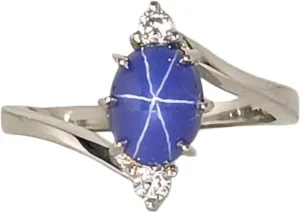 Blue Lindy Star Sapphire Ring 6 Prong Setting Ring Lindy Star Rings For Mother's Engagement Rings 925 Sterling Silver September Birthstone