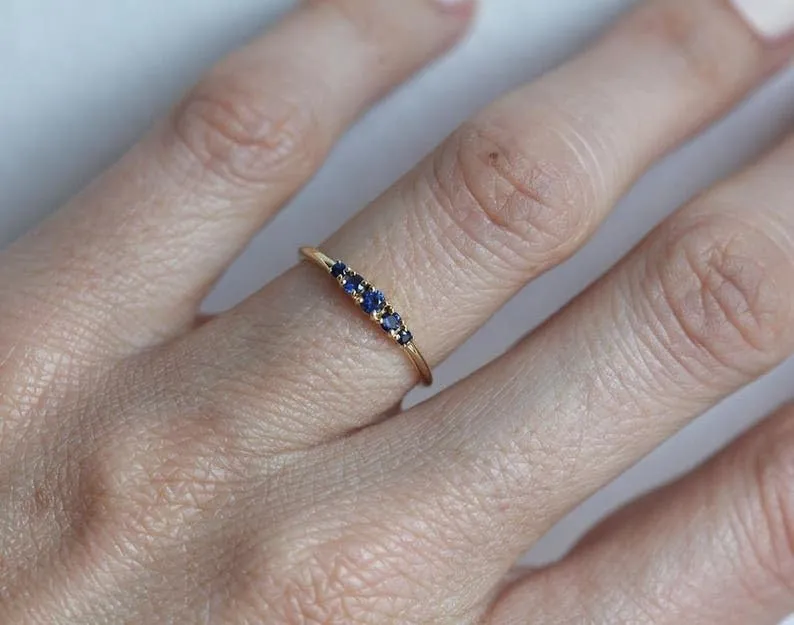 Blue Sapphire Ring, 14k Gold Premium Plated Ring, Sapphire Womens Ring, Gemstone Ring for Women's Gift for Her Sapphire Satcking Ring