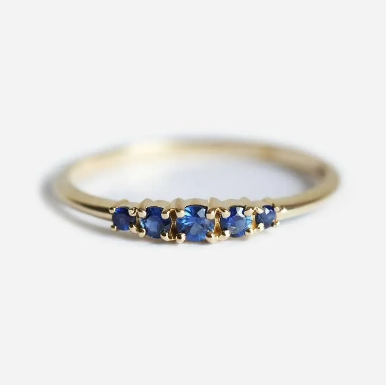Blue Sapphire Ring, 14k Gold Premium Plated Ring, Sapphire Womens Ring, Gemstone Ring for Women's Gift for Her Sapphire Satcking Ring