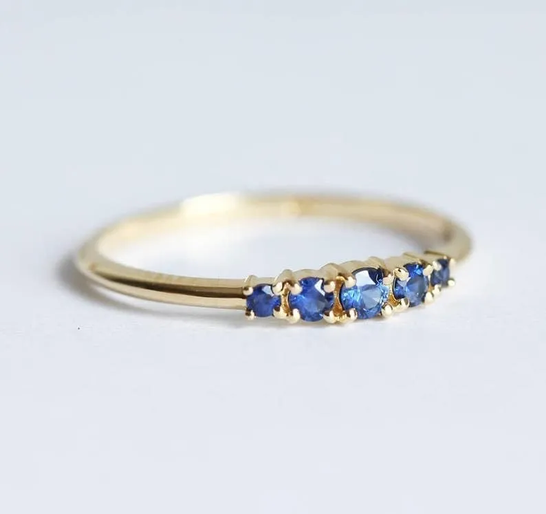 Blue Sapphire Ring, 14k Gold Premium Plated Ring, Sapphire Womens Ring, Gemstone Ring for Women's Gift for Her Sapphire Satcking Ring