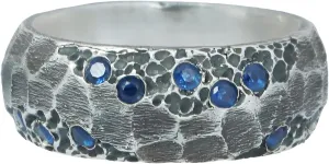 Blue Sapphire Ring for Men 925 Sterling Silver Hammered Wedding Band Handmade Engagement Ring Blue Gemstone Promise Ring Gift for Him