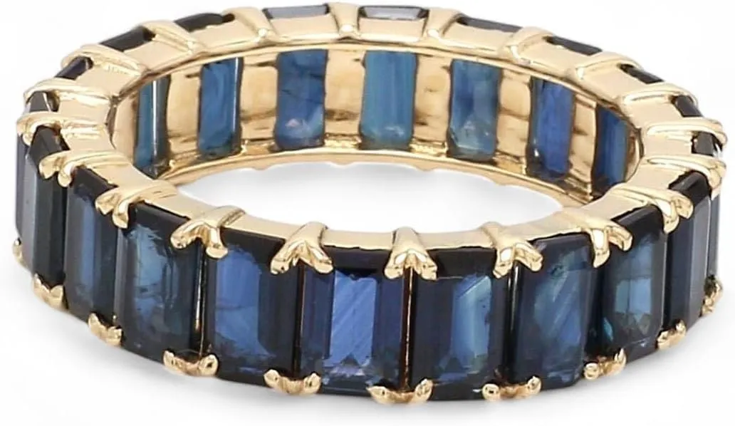 Blue Sapphire ring - Sapphire band ring - Sapphire Full Eternity Wedding Band - Eternity ring - Birthday Rings - Stacking Sapphire ring