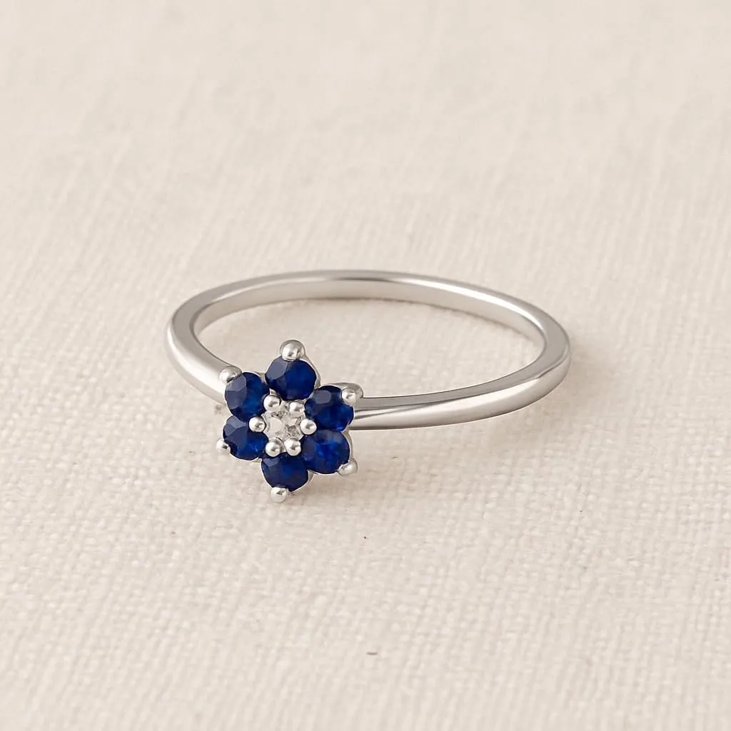 Blue Sapphire Wedding Band Wedding Rings for Women 925 Sterling Silver Rings with 18K White Gold Plated Stackable Engagement Ring Anniversary Band | Graduation Gift