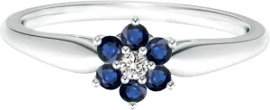 Blue Sapphire Wedding Band Wedding Rings for Women 925 Sterling Silver Rings with 18K White Gold Plated Stackable Engagement Ring Anniversary Band | Graduation Gift
