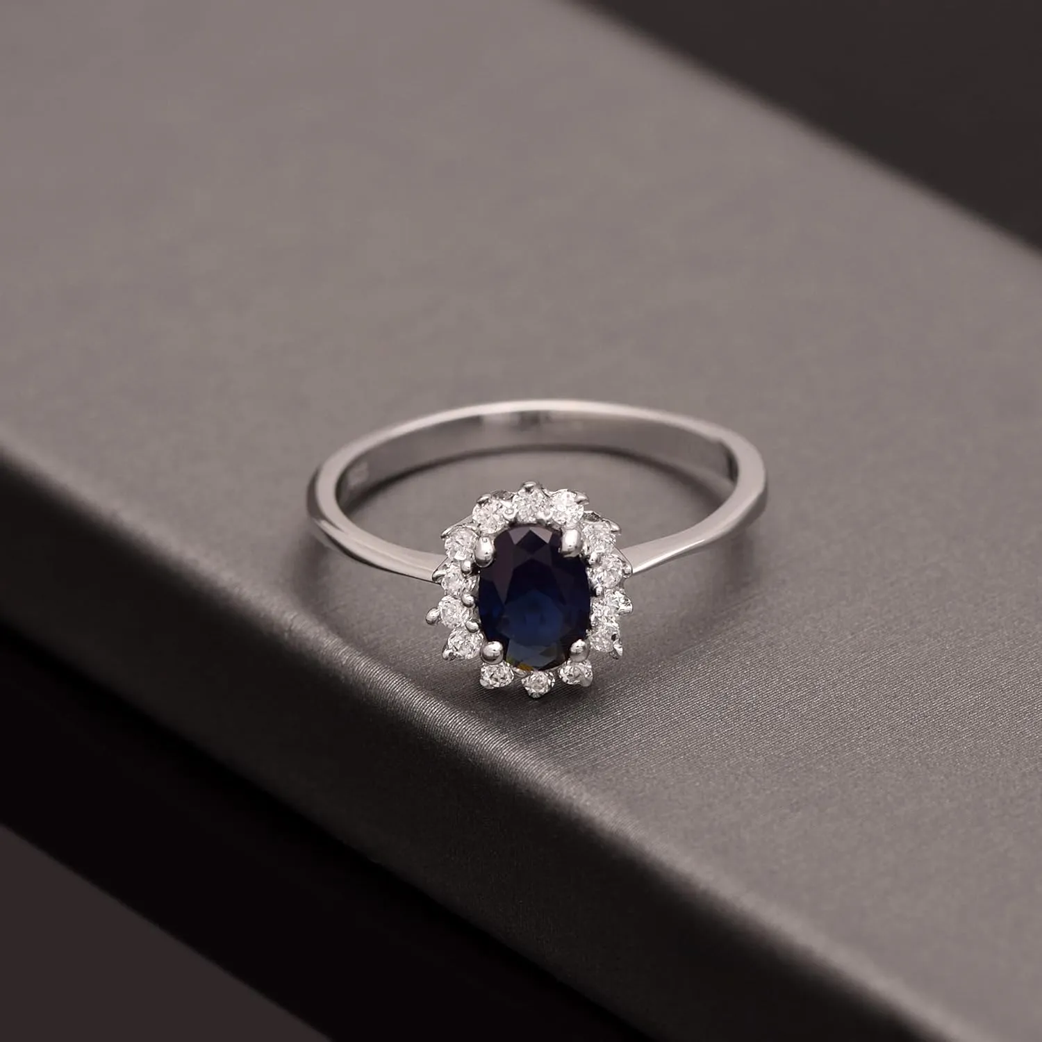 Blue Sapphire Wedding Band Wedding Rings for Women 925 Sterling Silver Rings with 18K White Gold Plated Stackable Engagement Ring Anniversary Band | Graduation Gift