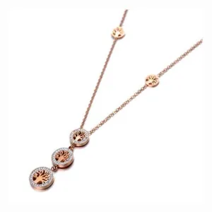 Bohemia CZ Crystals New Design Stainless Steel Gold Colour Tree Charm Choker Necklace