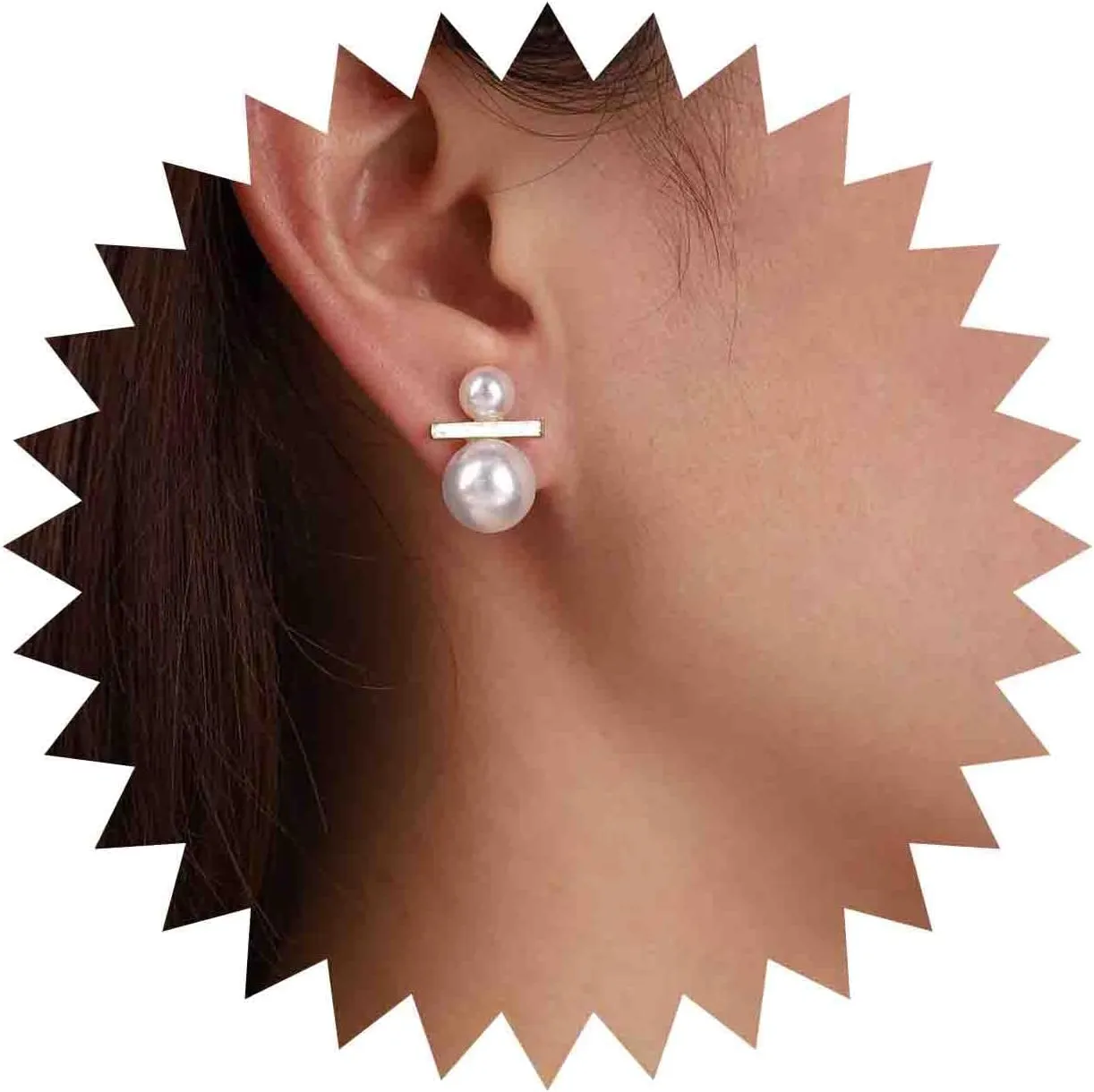 Boho Pearl Stud Earrings Double Pearl Earrings Vintage Gold Tiny Bar Earrings Pearl Wedding Earrings Jewelry for Women