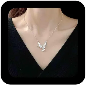 Boho Plated Fly Birl Pendant Necklace White Enamel Bird Choker Necklaces Silver Swallow Chain Necklace Peace Dove Necklaces Jewelry for Women