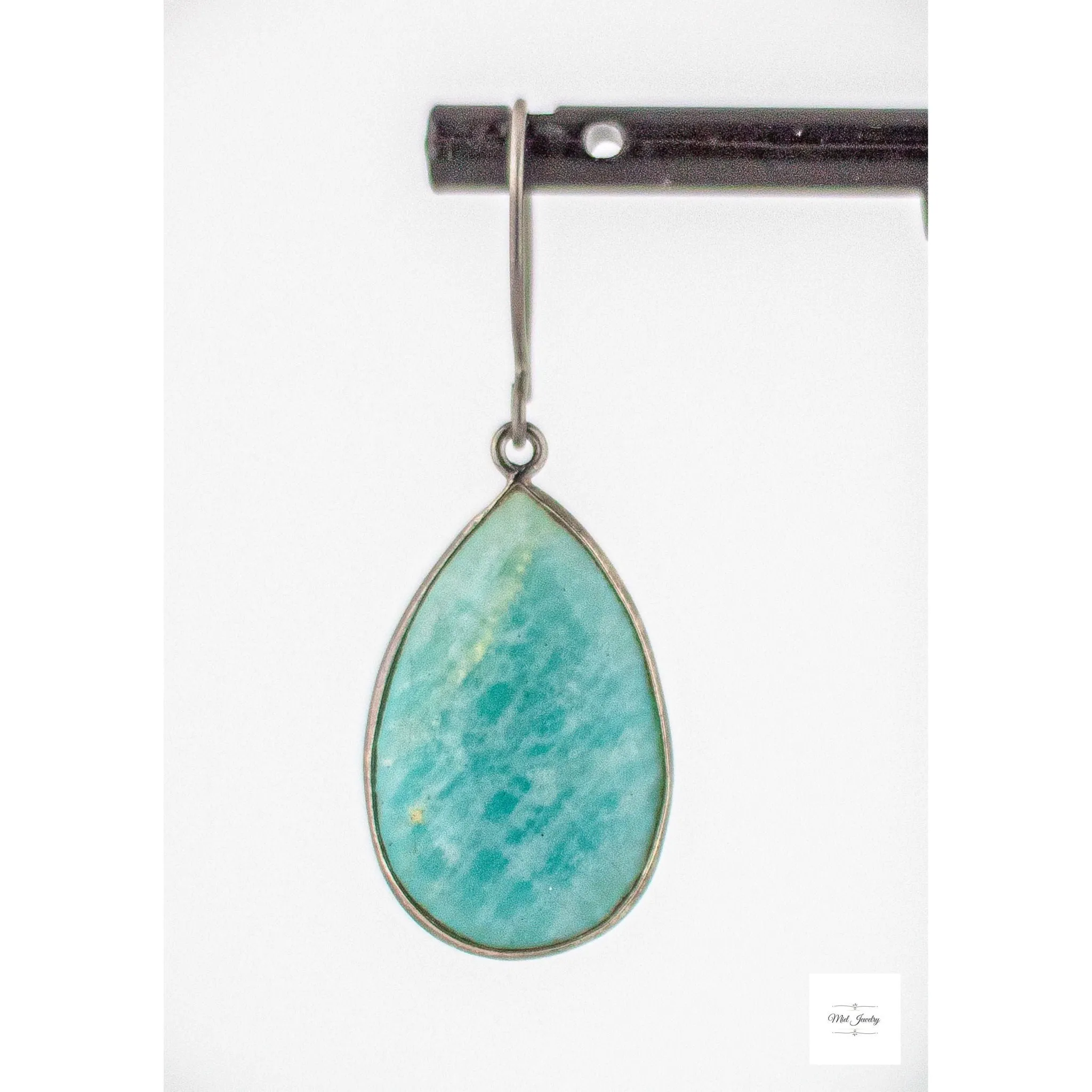 Bold Amazonite Drop Earrings: Boho Chic Green Gemstone Earrings