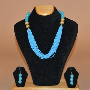 Bold Beaded Blue Necklace Set