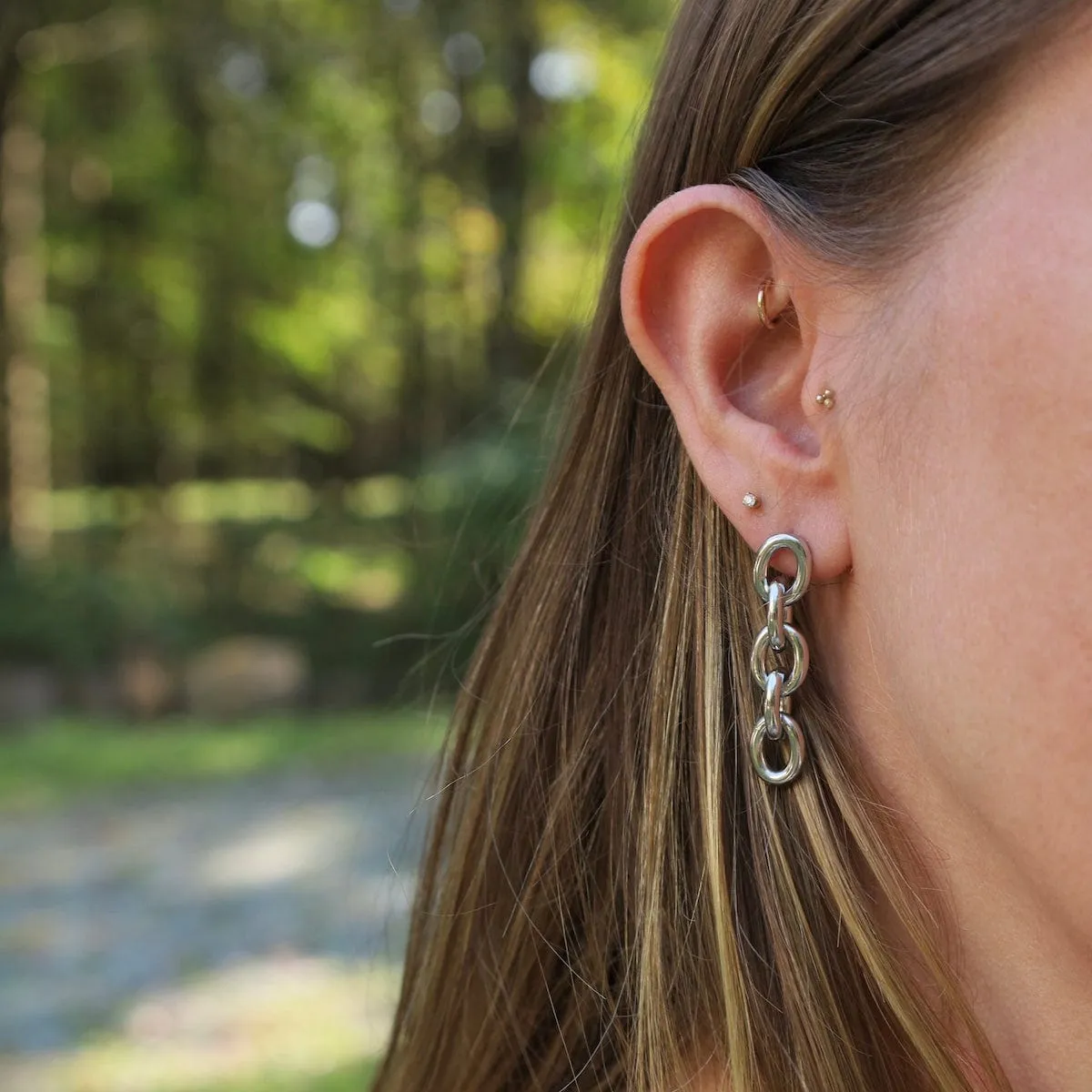 Bold Link Drop Earrings in Stainless Steel