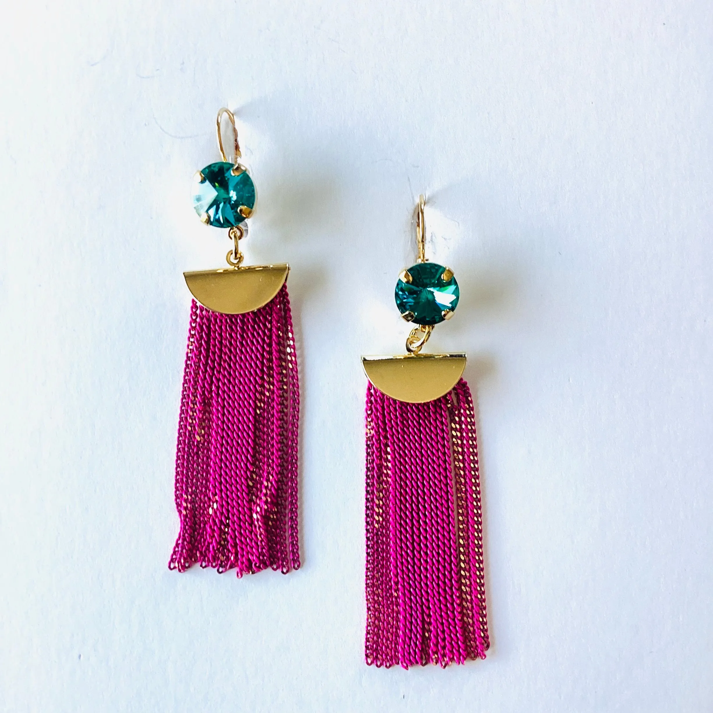 Bold Pink Fringe Earrings