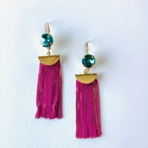 Bold Pink Fringe Earrings