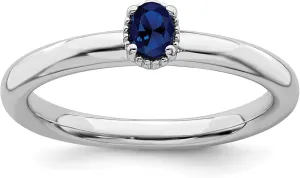 Bonyak Jewelry Sterling Silver Stackable Expressions Created Sapphire Single Stone Ring, Size