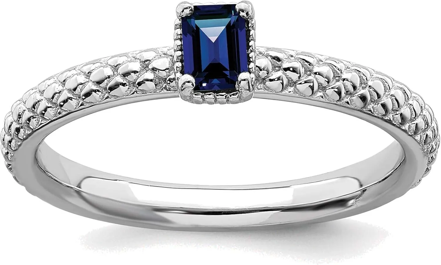 Bonyak Jewelry Sterling Silver Stackable Expressions Created Sapphire Single Stone Ring, Size