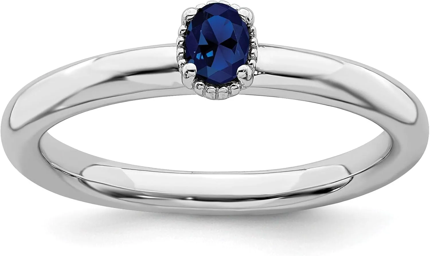 Bonyak Jewelry Sterling Silver Stackable Expressions Created Sapphire Single Stone Ring, Size