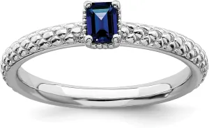 Bonyak Jewelry Sterling Silver Stackable Expressions Created Sapphire Single Stone Ring, Size