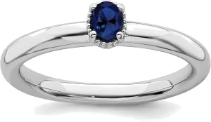 Bonyak Jewelry Sterling Silver Stackable Expressions Created Sapphire Single Stone Ring, Size
