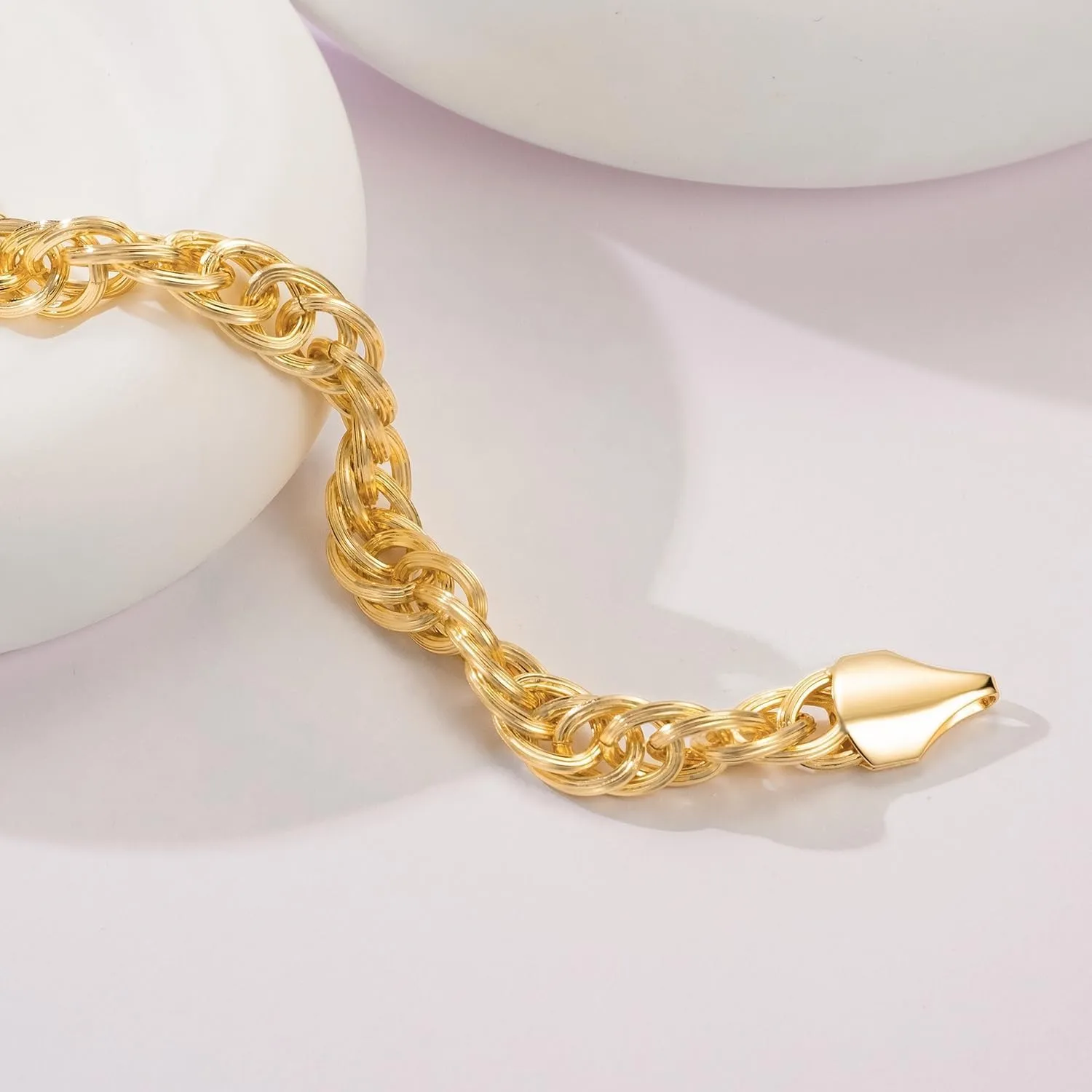 Bracelet 14K Gold Bracelets for Women Men Twisted Rope Chain Bracelet for Women Stackable Bracelets Gifts for Men Women 6.5, 7, 7.5, 8, 8.5in