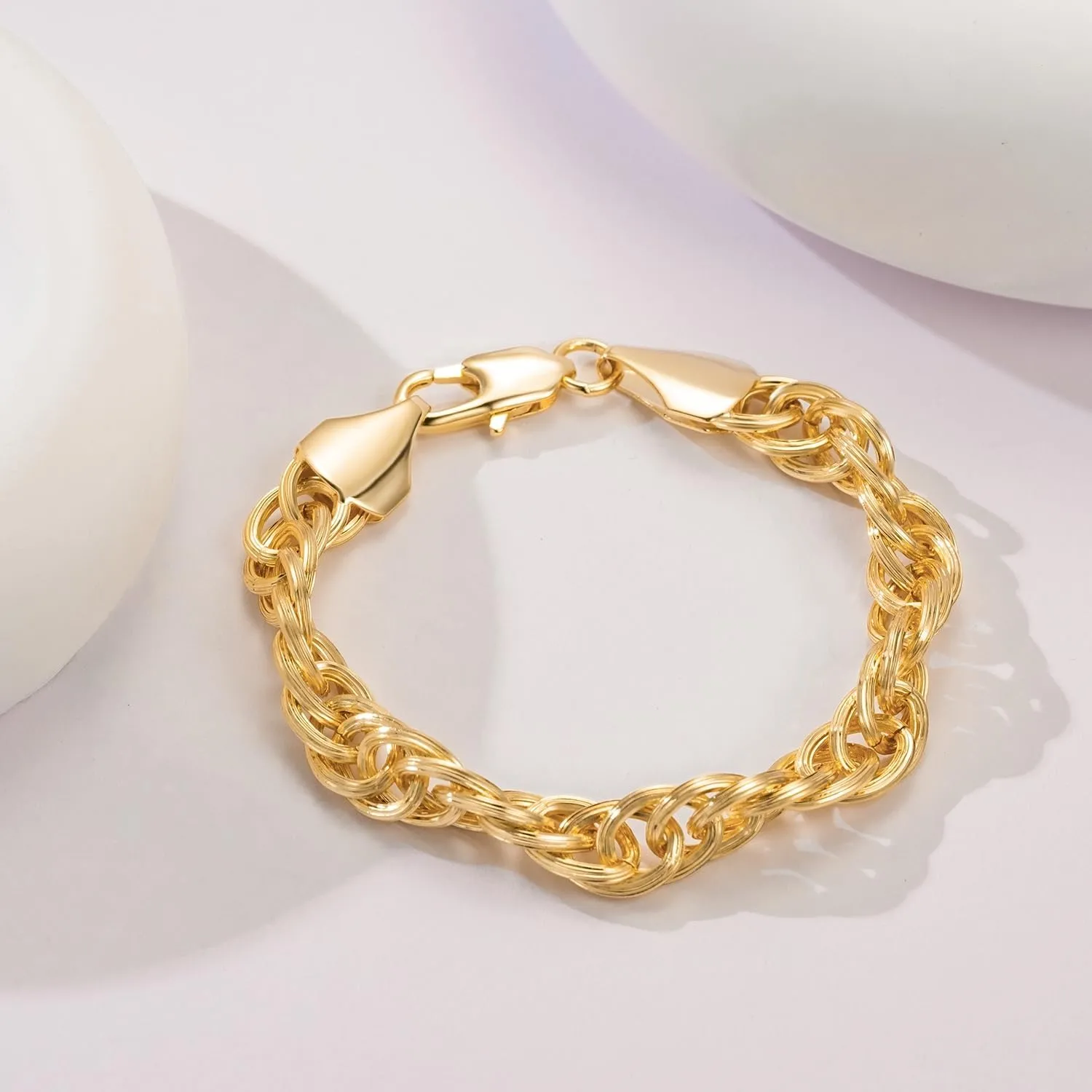 Bracelet 14K Gold Bracelets for Women Men Twisted Rope Chain Bracelet for Women Stackable Bracelets Gifts for Men Women 6.5, 7, 7.5, 8, 8.5in