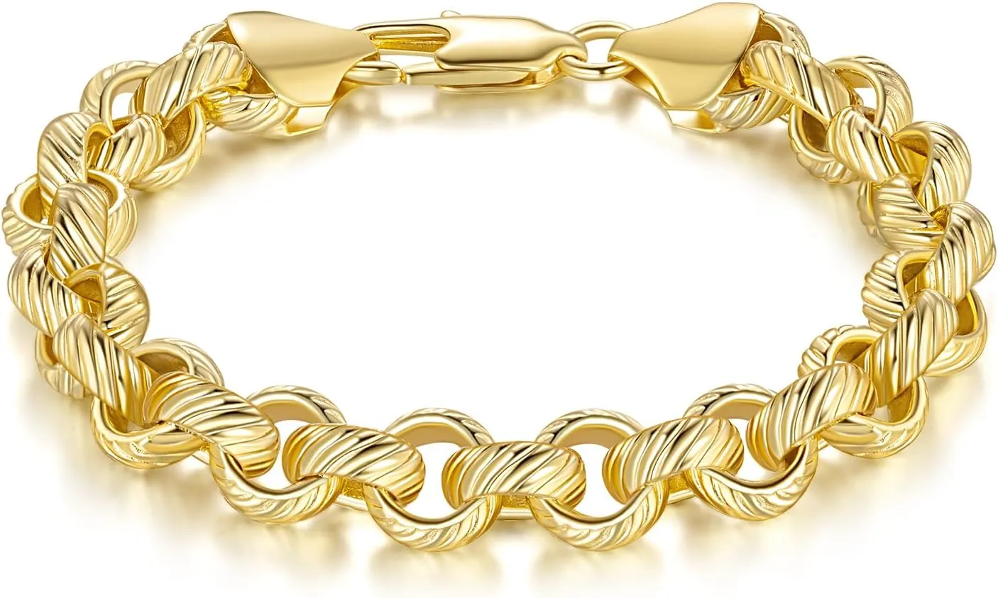 Bracelets 14K Gold Bracelets for Women Round-Edged O-Shaped Cable Chain Bracelet for Women Elegant Gifts for Women Men Gold Jewelry Gifts