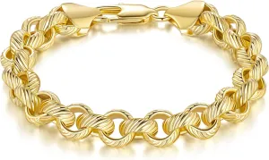 Bracelets 14K Gold Bracelets for Women Round-Edged O-Shaped Cable Chain Bracelet for Women Elegant Gifts for Women Men Gold Jewelry Gifts