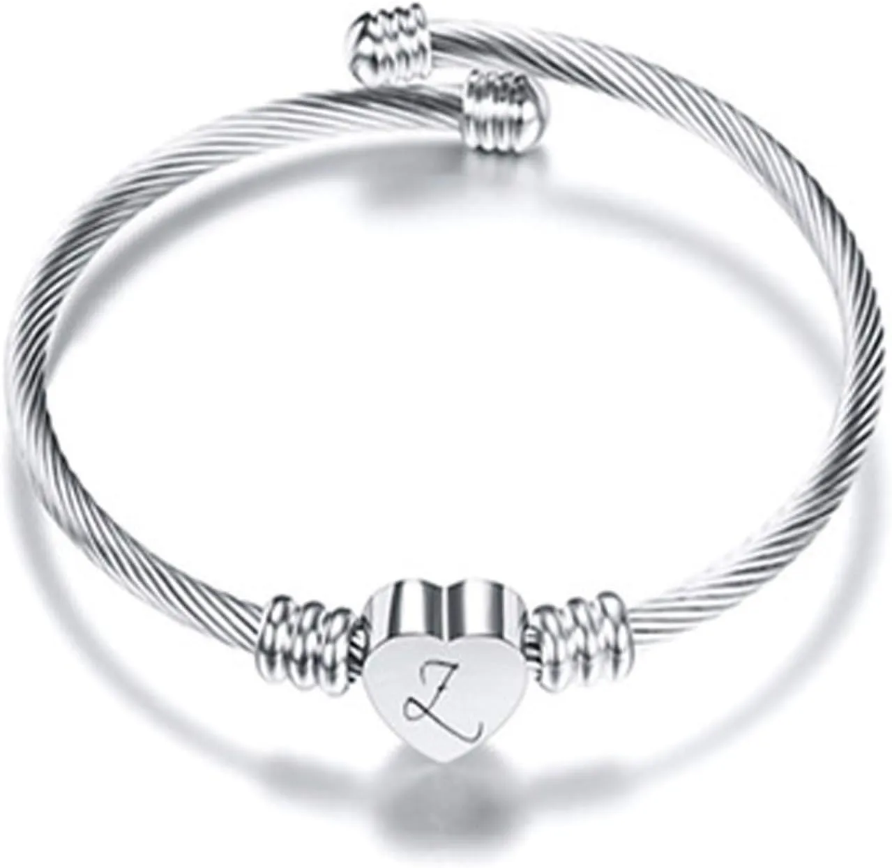 Bracelets for Women, Initial Heart A-Z Letter Cuff Bracelet, Unfading Personalized Name Expandable Wristband Bangle, Alphabet Charm Women's Jewelry Mothers Day Gifts
