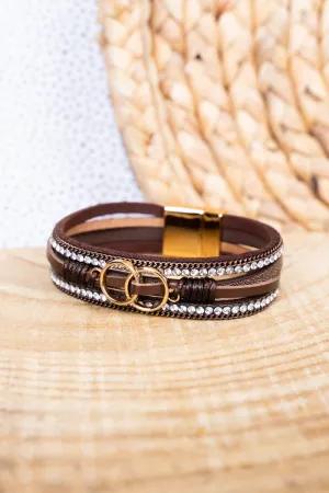 Brown Infiniti Goldtone Multi-Strand Magnetic Bracelet
