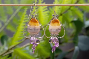 Bumblebee jasper bell flower dangle earrings