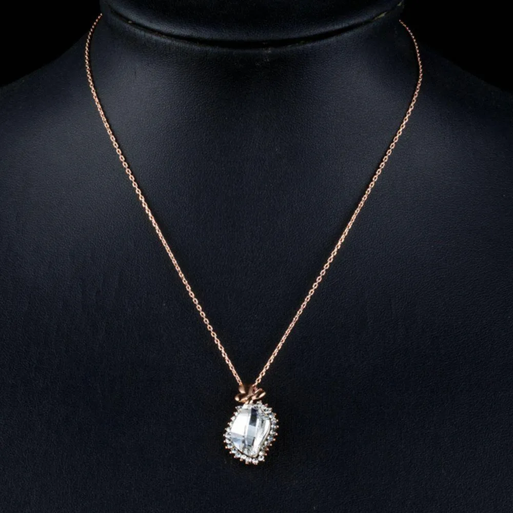 Butterfly on Crystal Pendant Necklace