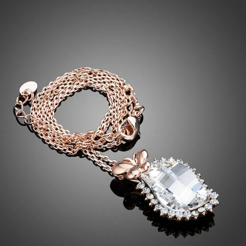 Butterfly on Crystal Pendant Necklace