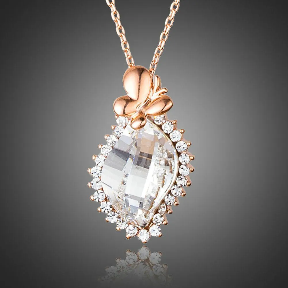 Butterfly on Crystal Pendant Necklace