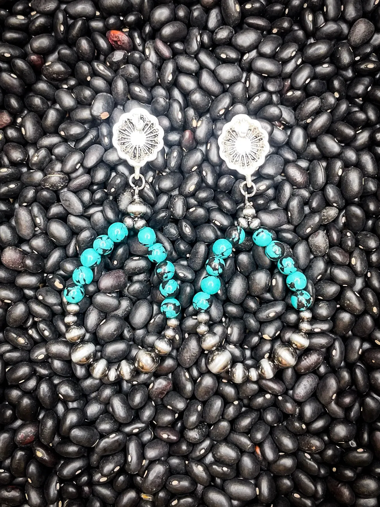 Cannon Stud Dangle Earrings - Turquoise/Silver