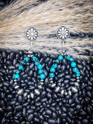 Cannon Stud Dangle Earrings - Turquoise/Silver