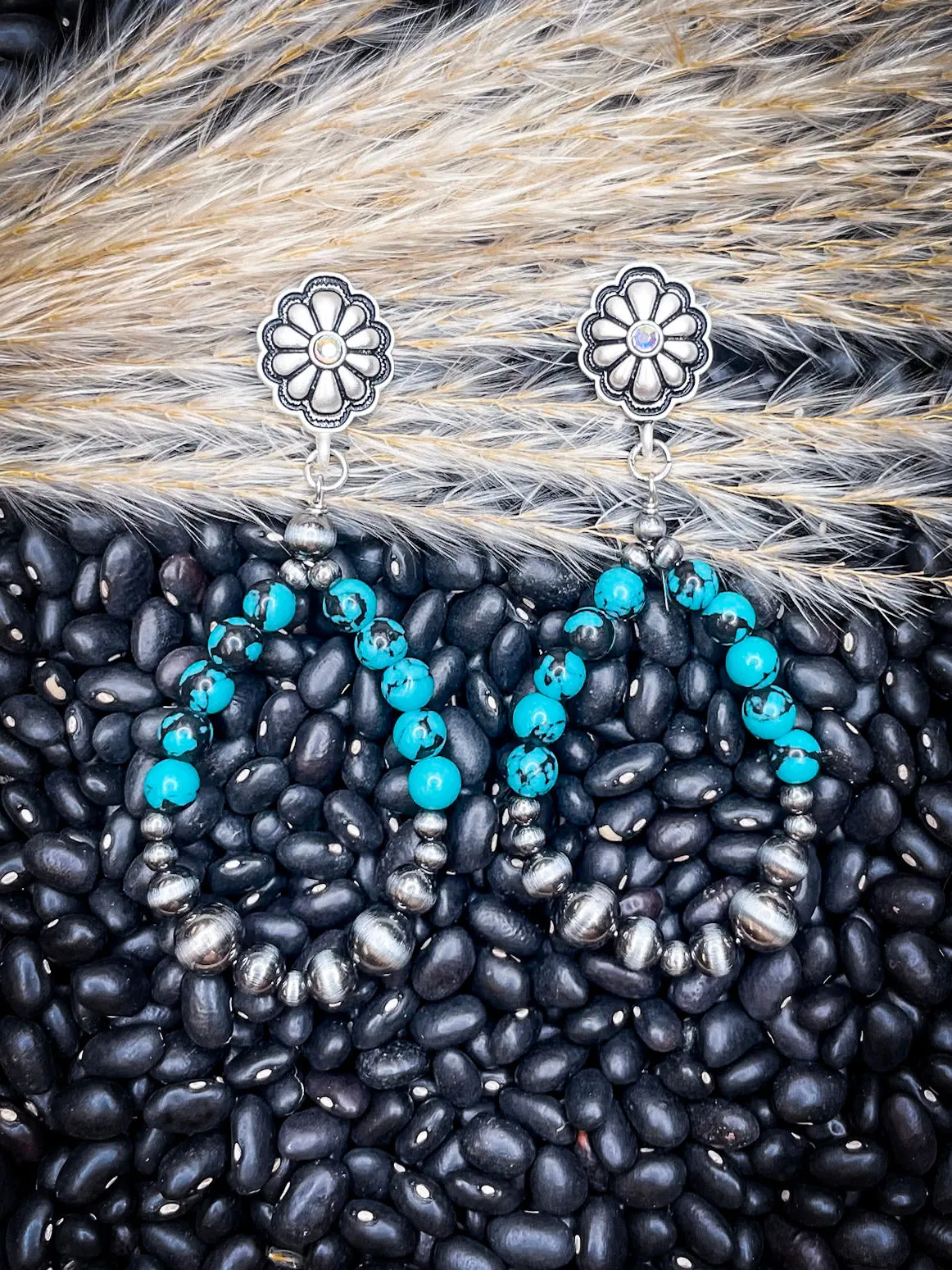 Cannon Stud Dangle Earrings - Turquoise/Silver