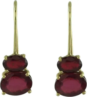 Carillon Gf Ruby Natural Gemstone OVAL Shape 925 Sterling Silver Uniqe Drop Dangle Earrings | Yellow Gold Plated