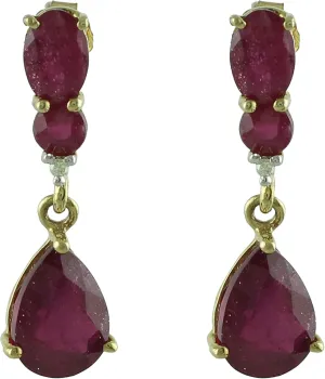 Carillon Gf Ruby Natural Gemstone Pear Shape 925 Sterling Silver Uniqe Drop Dangle Earrings | Yellow Gold Plated