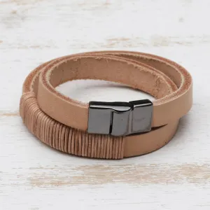 Carioca Chic Wrap Bracelet in Buff-Colored Leather