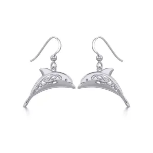 Celtic Joyful Dolphins Sterling Silver Earrings